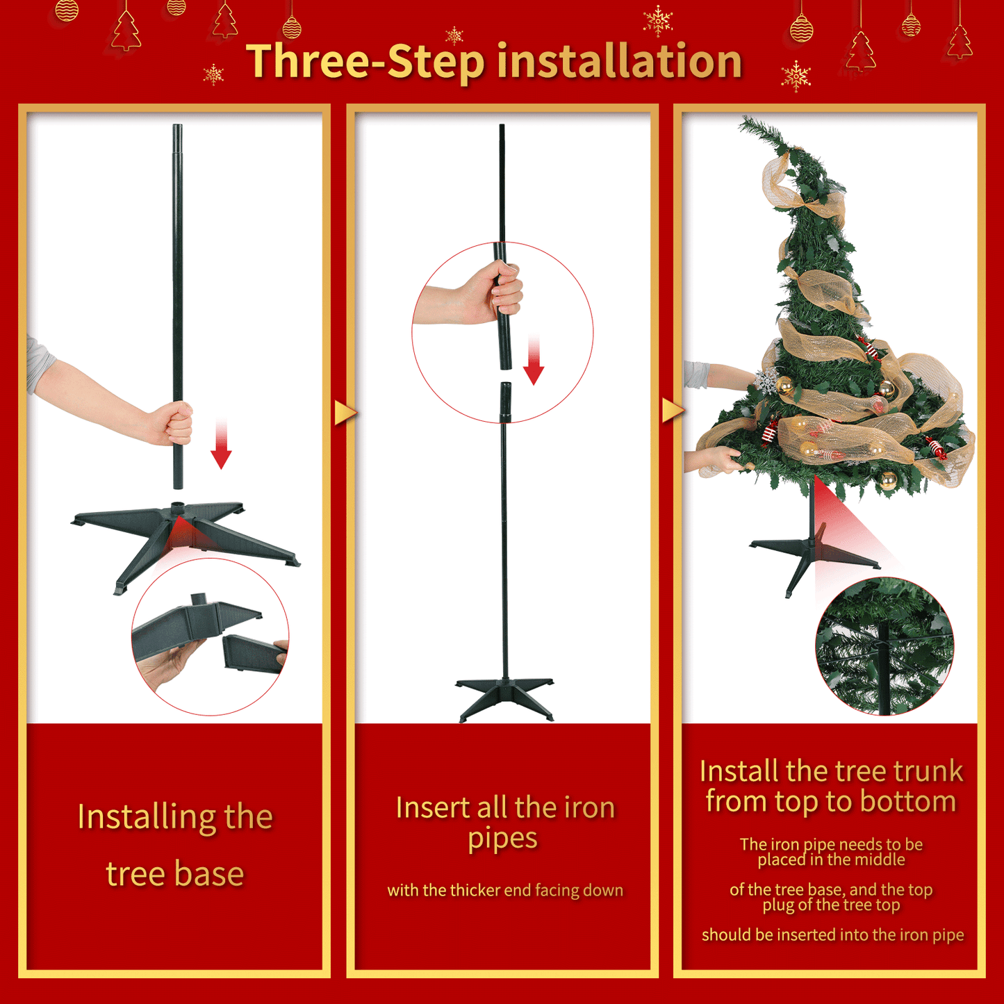 Pirecart 4/6/7 FT Collapsible Christmas Tree, Pop Up Christmas Tree with Light and Remote, Fully Decorated Pre-Lit with 11 Light Models Colored Light Balls,for Holiday Xmas Decor