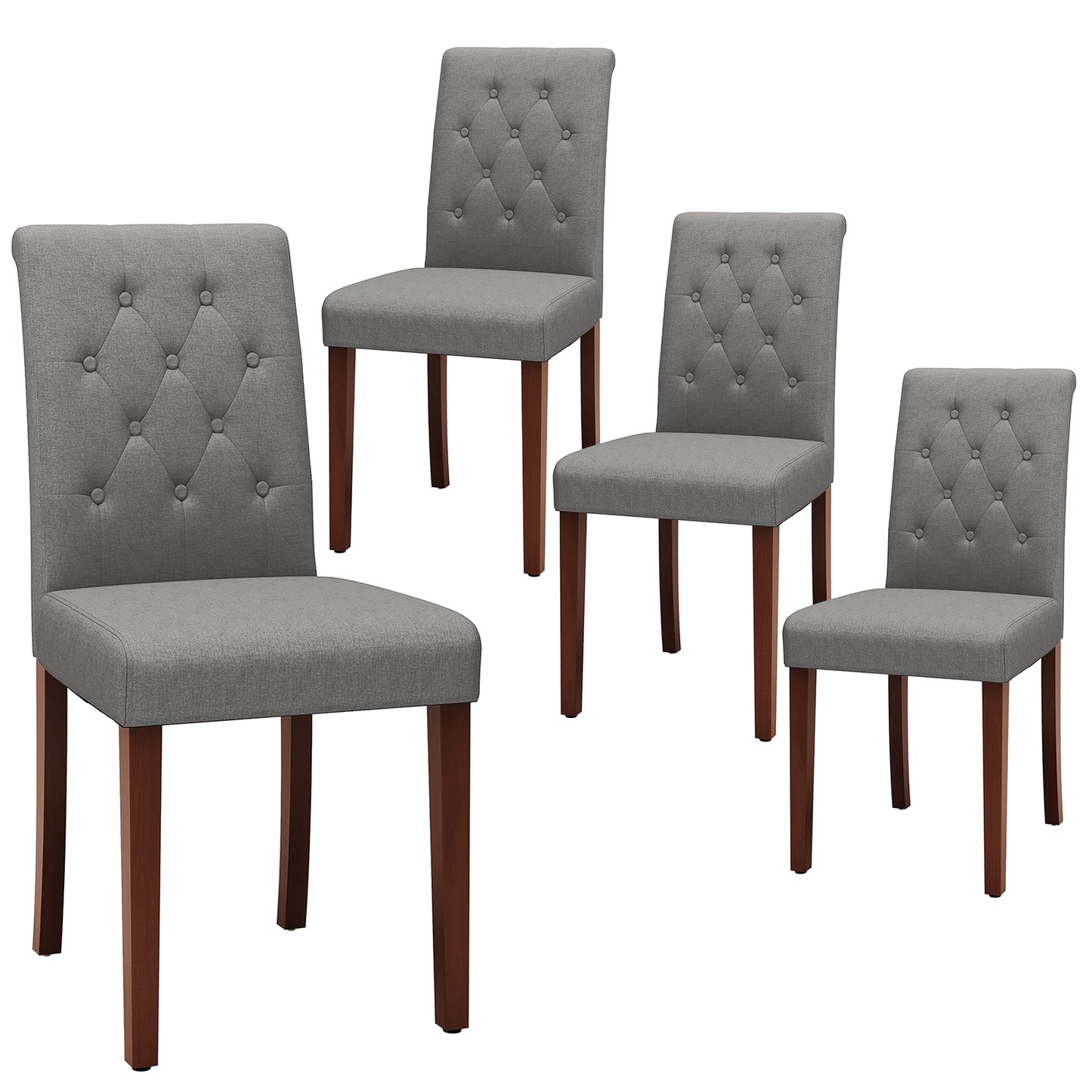 Pirecart Dining Chairs, Kitchen Chairs Set of 4, Button-Tufted Parsons Design Upholstered Fabric Chairs with Solid Wood Legs, for Dining Room & Kitchen