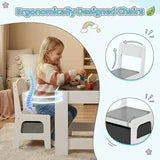 pirecart Kids Table and Chair Set, Wooden Toddler Activity Table with Storage Boxes
