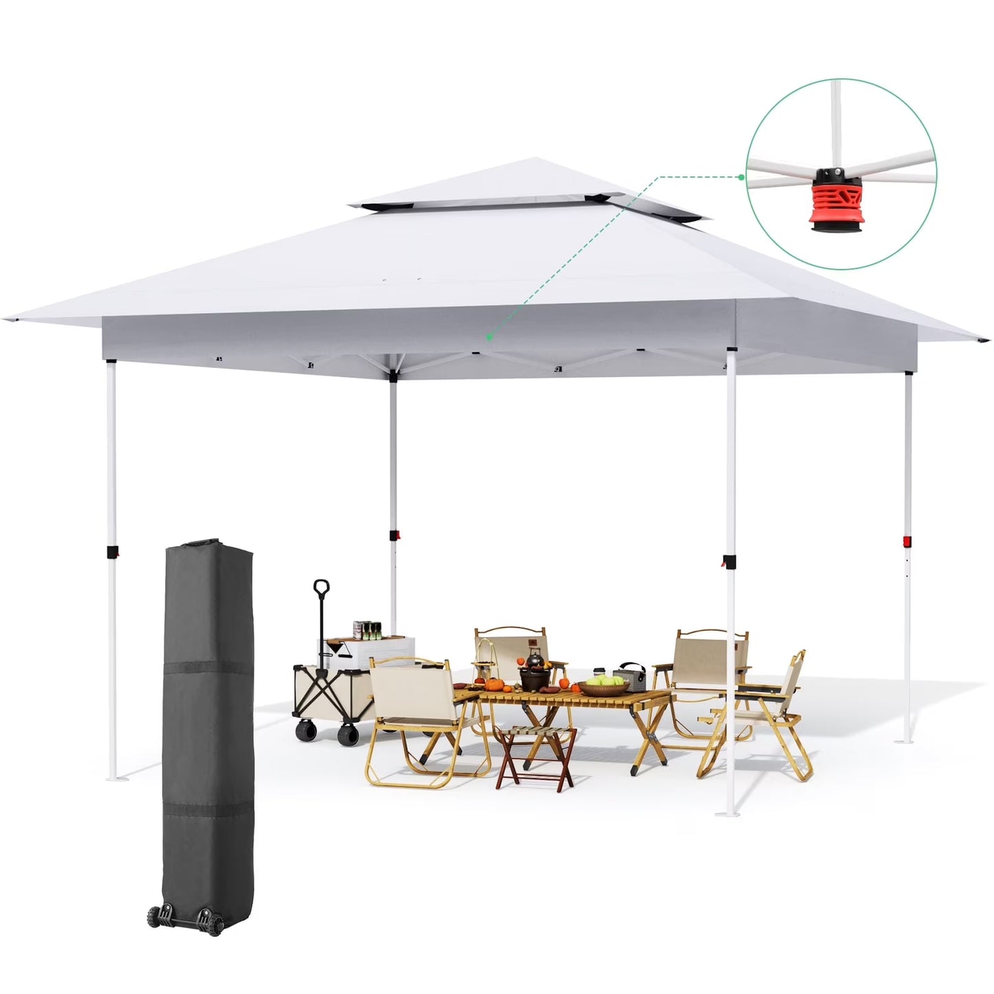 pirecart 12' x 12'/13' x 13' Pop up Canopy Tent One Person Folding Commercial Shelter for Party, Camping