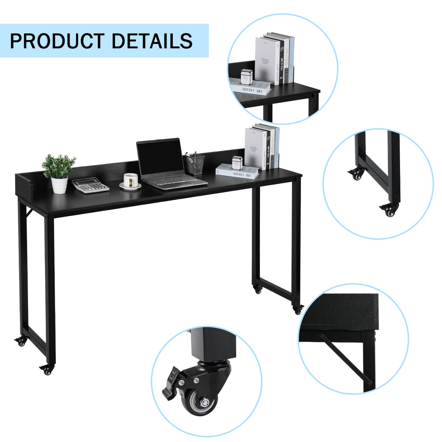 pirecart Overbed Table with Wheels Mobile Computer Desk Laptop Cart