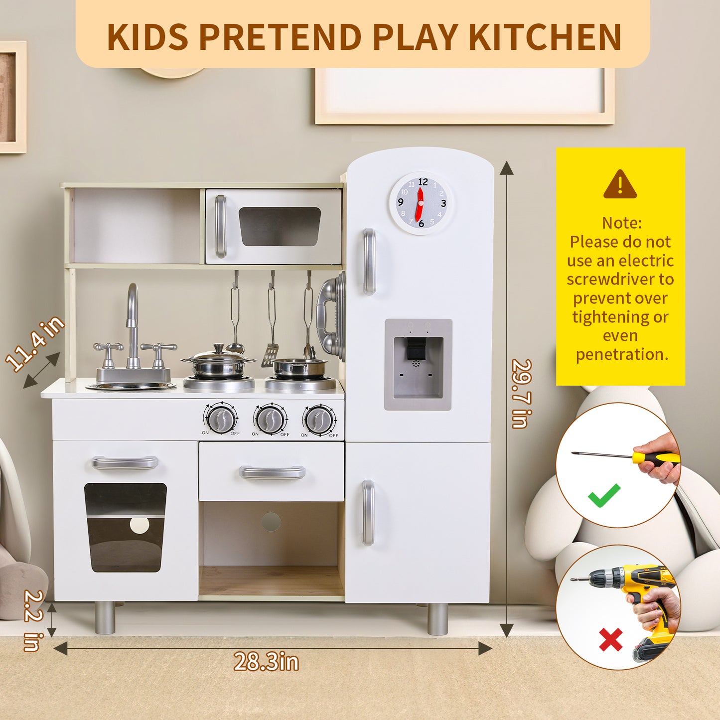 pirecart Kitchen Play Set Kids Cooking Pretend Playset Toy with Realistic Sound