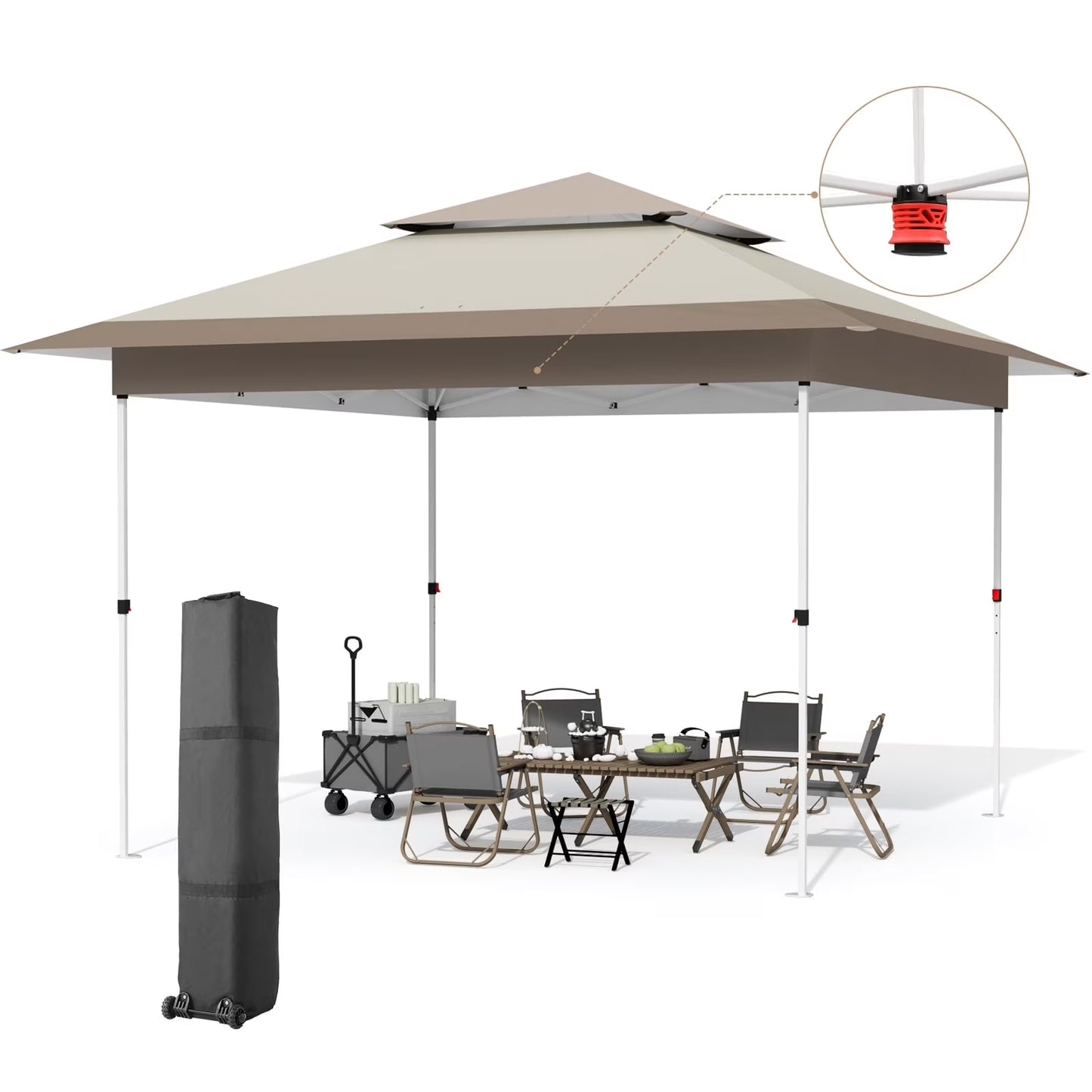 pirecart 12' x 12'/13' x 13' Pop up Canopy Tent One Person Folding Commercial Shelter for Party, Camping