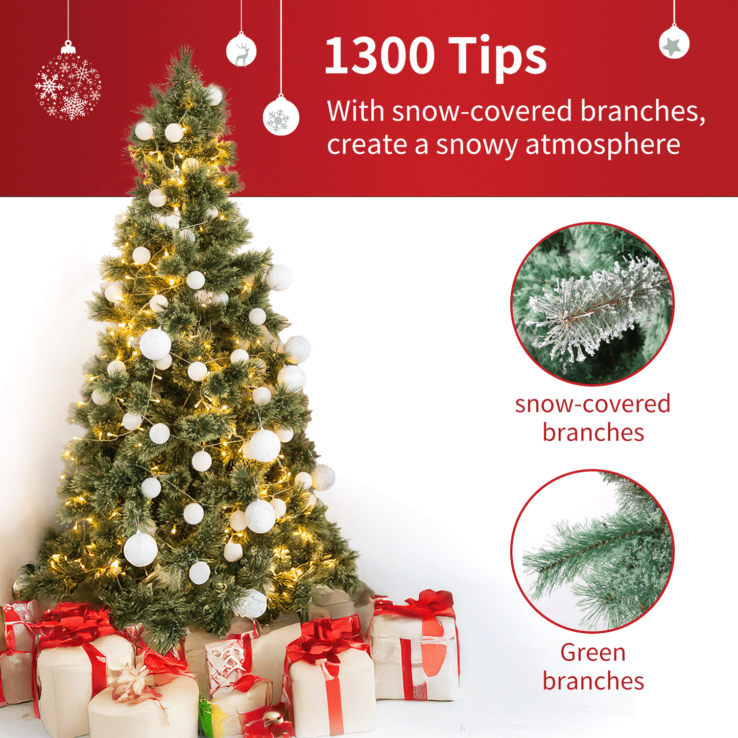 pirecart 6/8/9ft Artificial Holiday Christmas Tree Standing Xmas Tree W/Pre-lighted Decor