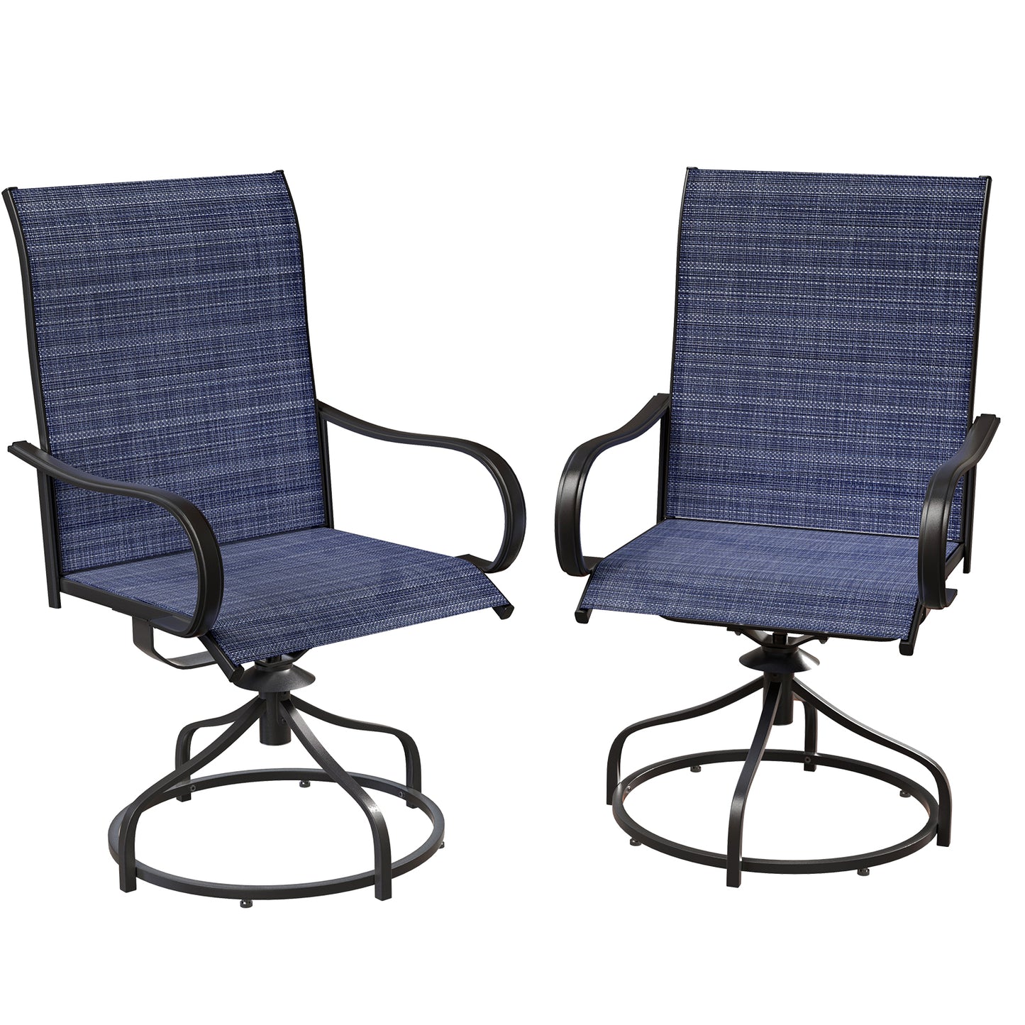 Pirecart Patio Swivel Chairs Set of 2/4, 360° Outdoor Dining Chairs with Steel Frame & Textilene Fabric, High Back Patio Dining Chairs with Ergonomic Armrest for Lawn, Garden, Deck