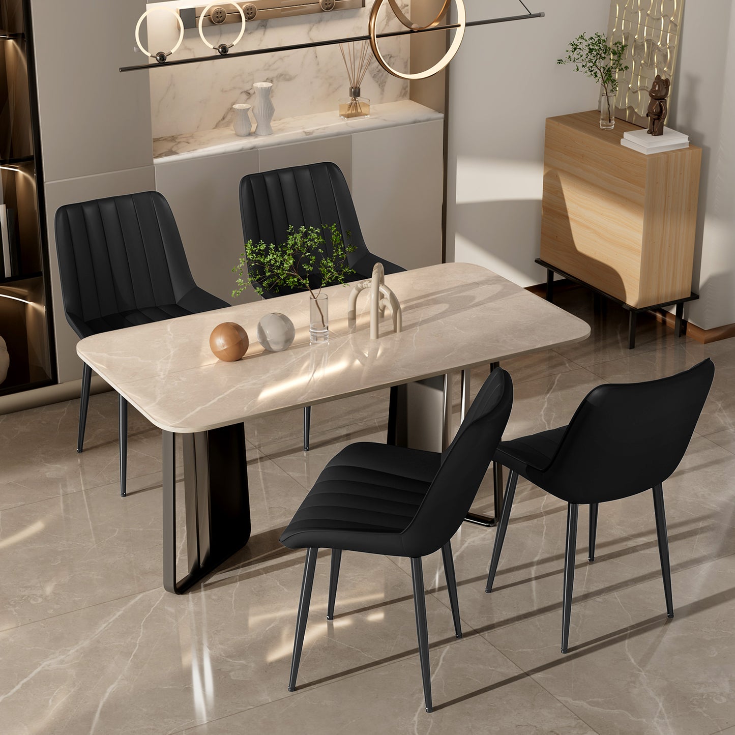 Pirecart High Back Dining Room Chairs, Set of 2/4 PU Leather Dining Chairs with Thick Cushions, Wide Padded Seat, Metal Legs for Kitchen, Living Room