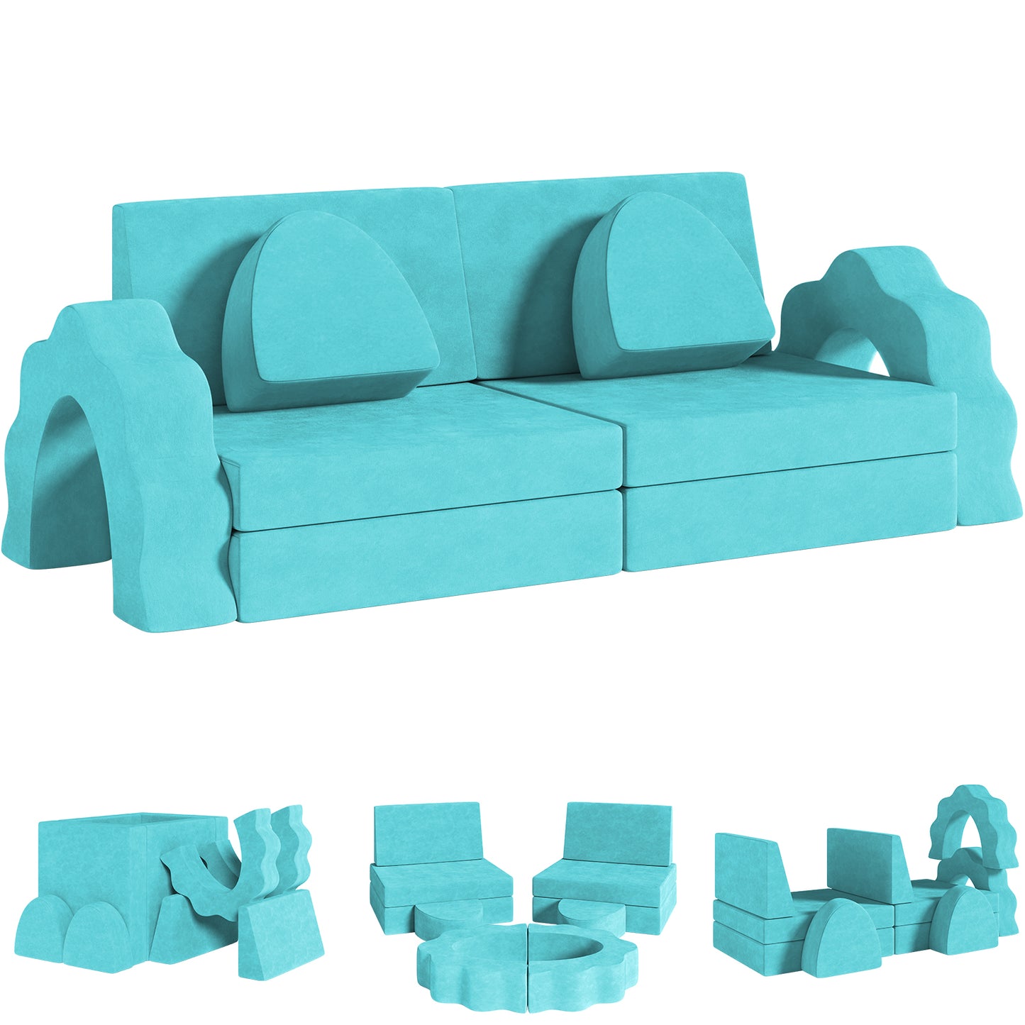 Pirecart Modular Kids Play Couch 10Pcs Toddler Sofa Couch Creative Sectional Couch Play Set