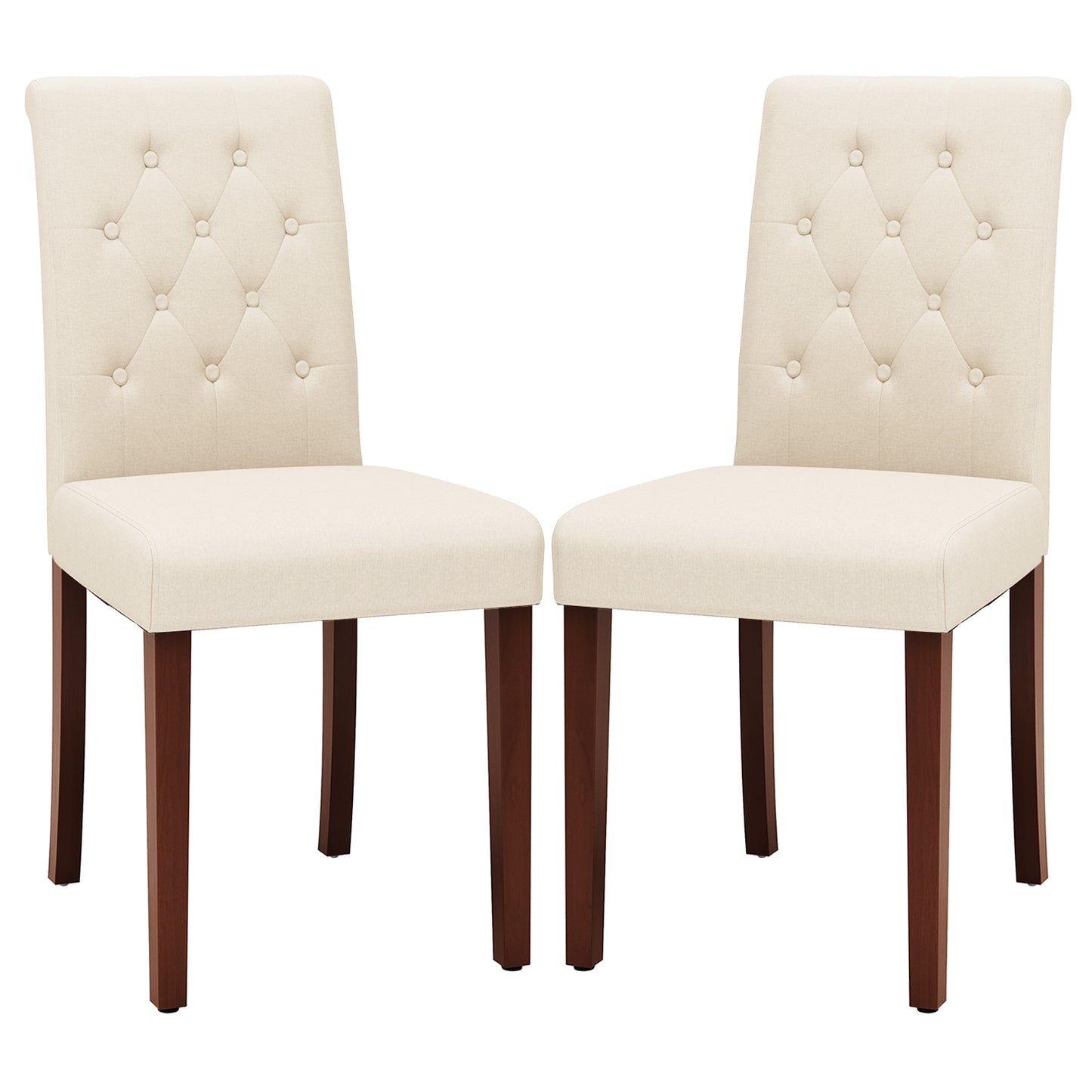 Pirecart 2 PCS Dining Chairs, Kitchen Chairs with Solid Wood Legs, Button-Tufted Parsons Design Upholstered Fabric Chairs