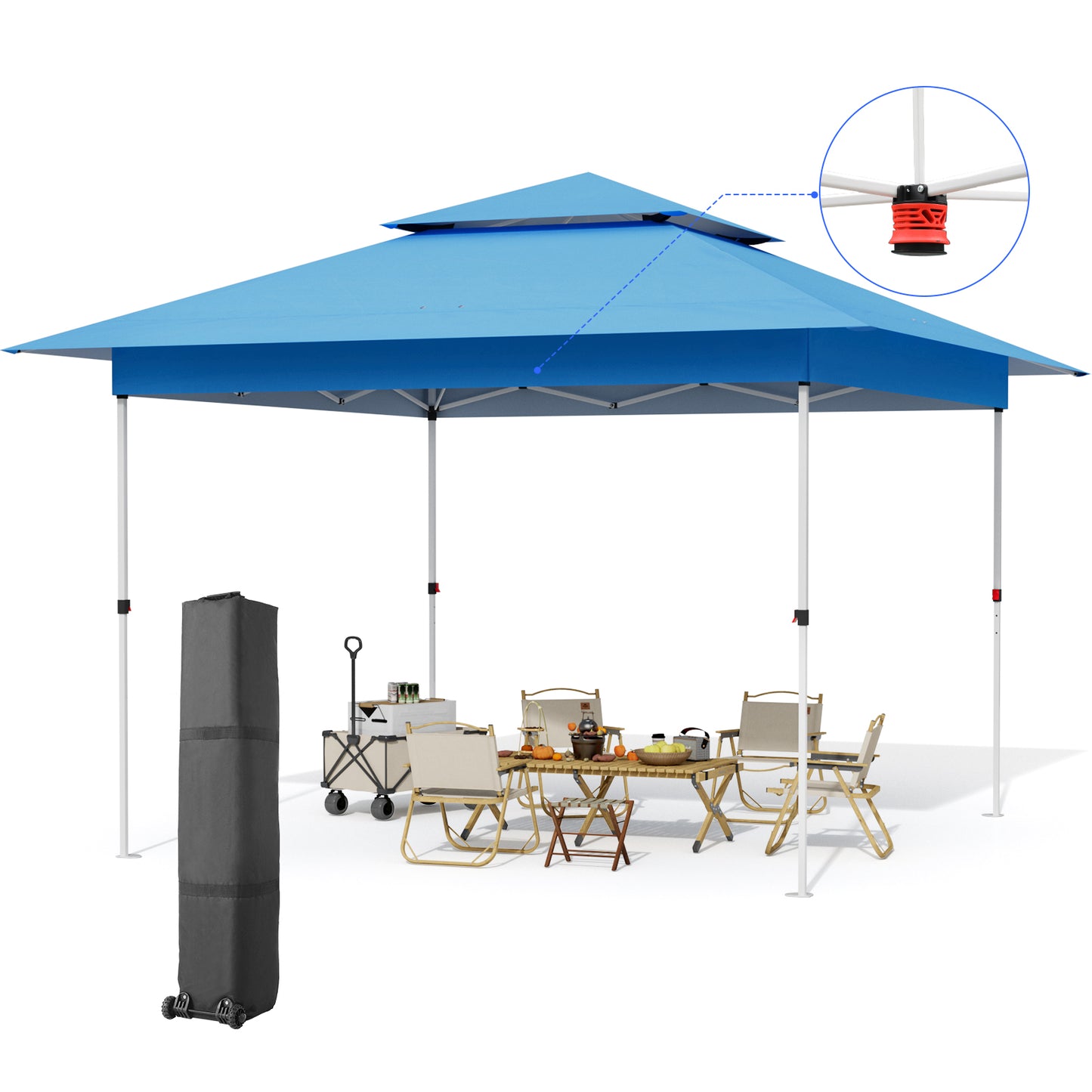 pirecart 12' x 12' Easy Set-up Canopy Tent One Person Folding Commercial Shelter w/Upgraded Wheeled Bag