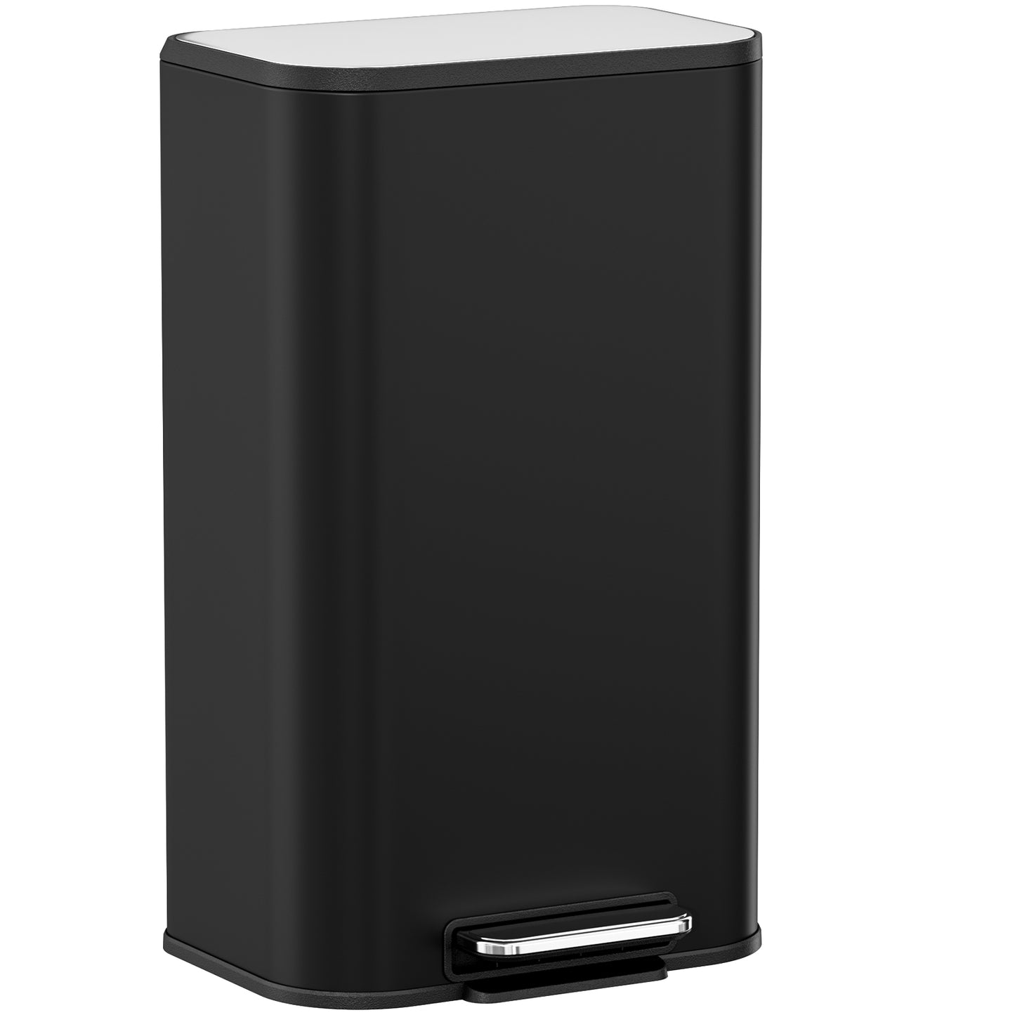 Pirecart 13.2 Gal Trash Can, Stainless Steel Garbage Can with Removable Inner Bucket & Handle, Square Garbage Bin with Soft Lid for Kitchen, Living Room