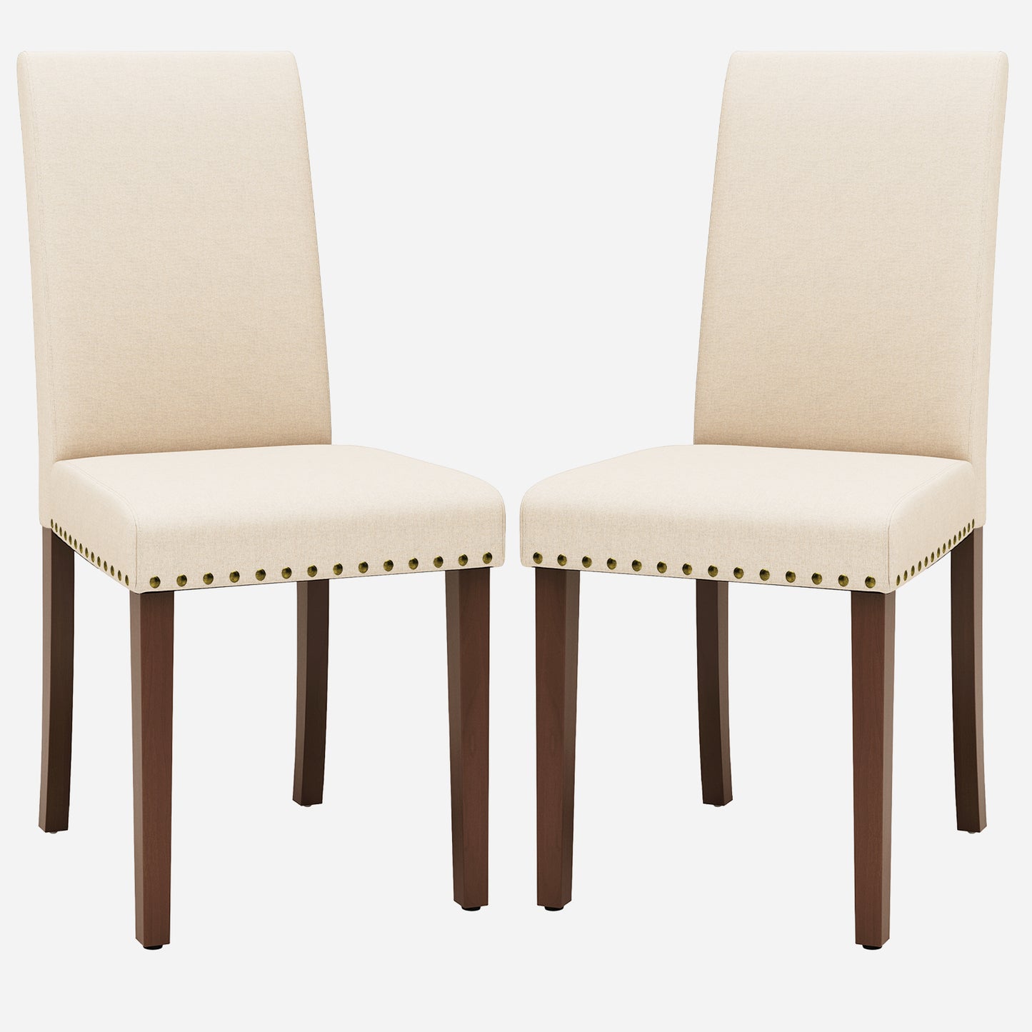Pirecart Dining Chairs Set of 2, Kitchen Chairs with Nail Head Trim, Solid Wood Legs and Padded Seat, Tufted Parsons Design, Upholstered Fabric Chairs
