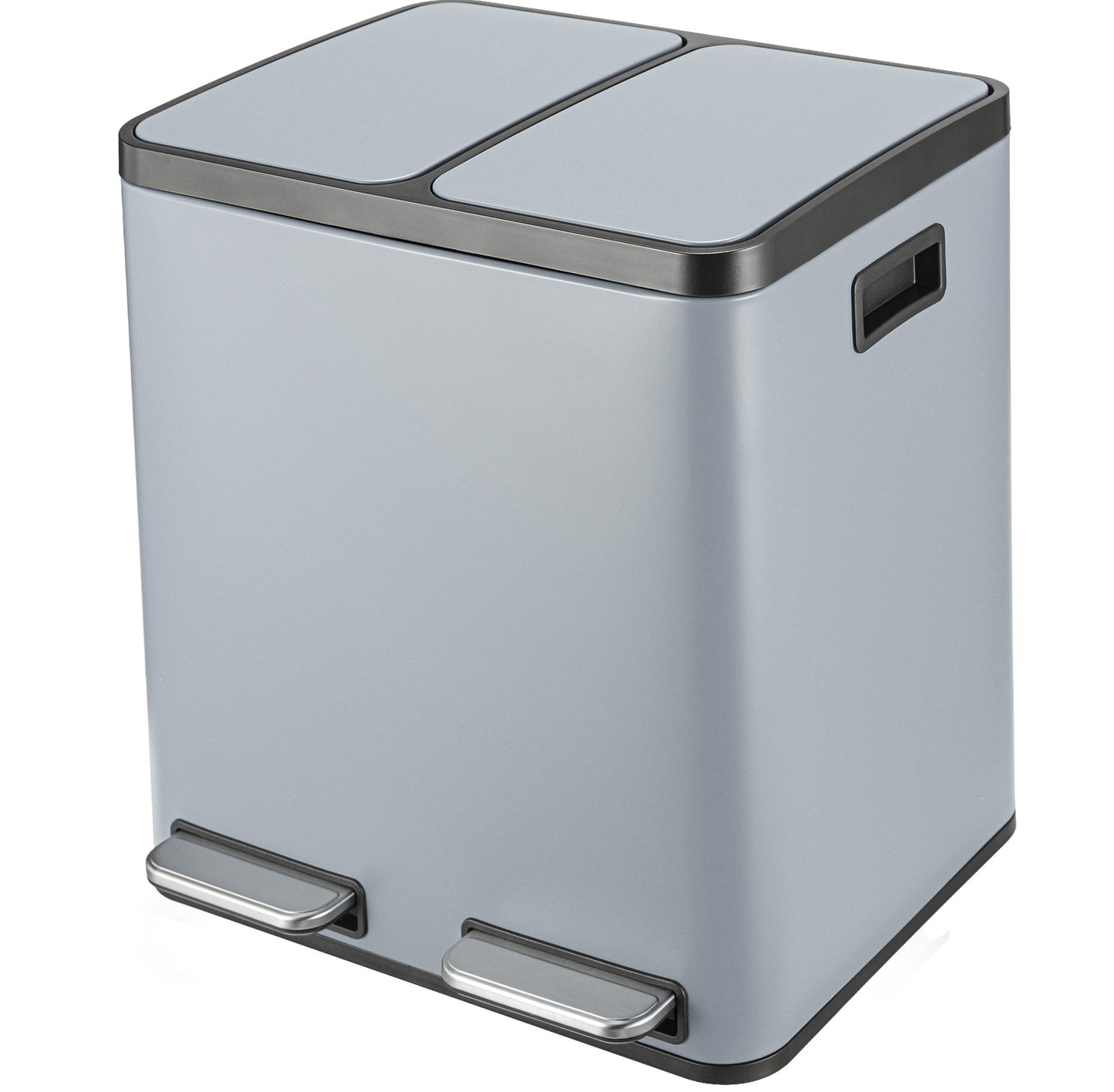 pirecart 2 x 4 Gallon Dual Trash Can Rectangular Dual Compartment Recycling Bin Stainless Steel