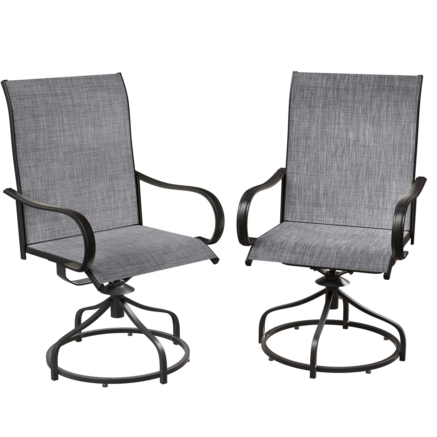 Pirecart Patio Swivel Chairs Set of 2/4, 360° Outdoor Dining Chairs with Steel Frame & Textilene Fabric, High Back Patio Dining Chairs with Ergonomic Armrest for Lawn, Garden, Deck