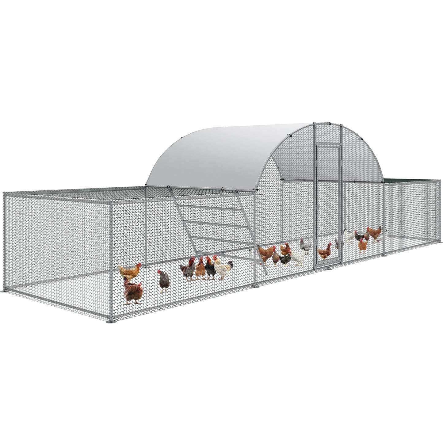 pirecart Large Metal Chicken Coop, 23x6.6x6.6ft Walk in Poultry Cage Hen Chicken Run House Rabbits Habitat Cage with Chicken Ladder