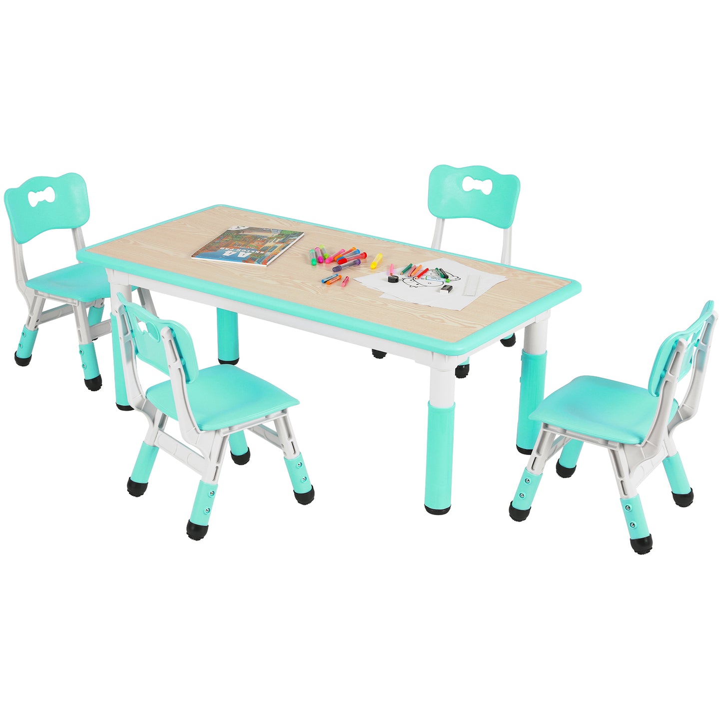 pirecart Height Adjustable Toddler Table and Chair Set for Reading, Drawing, Eating