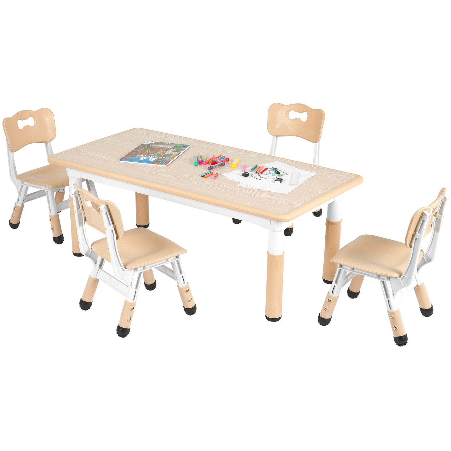 pirecart Height Adjustable Toddler Table and Chair Set for Reading, Drawing, Eating