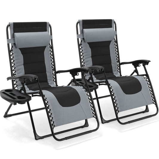 pirecart 2PCS Outdoor Oversized Padded Zero Gravity Chair