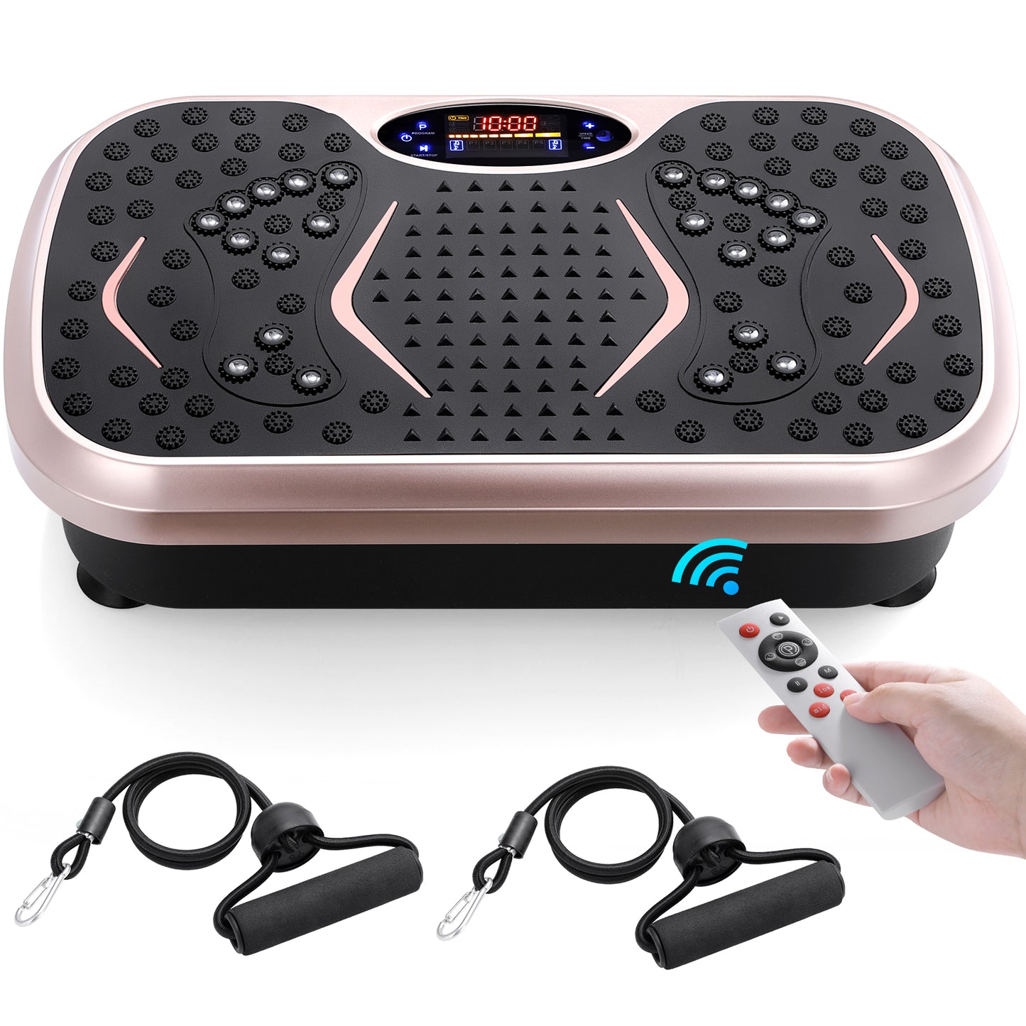 pirecart Vibration Plate Exercise Machine Full Body Workout Home Platform with 2 Resistance Bands