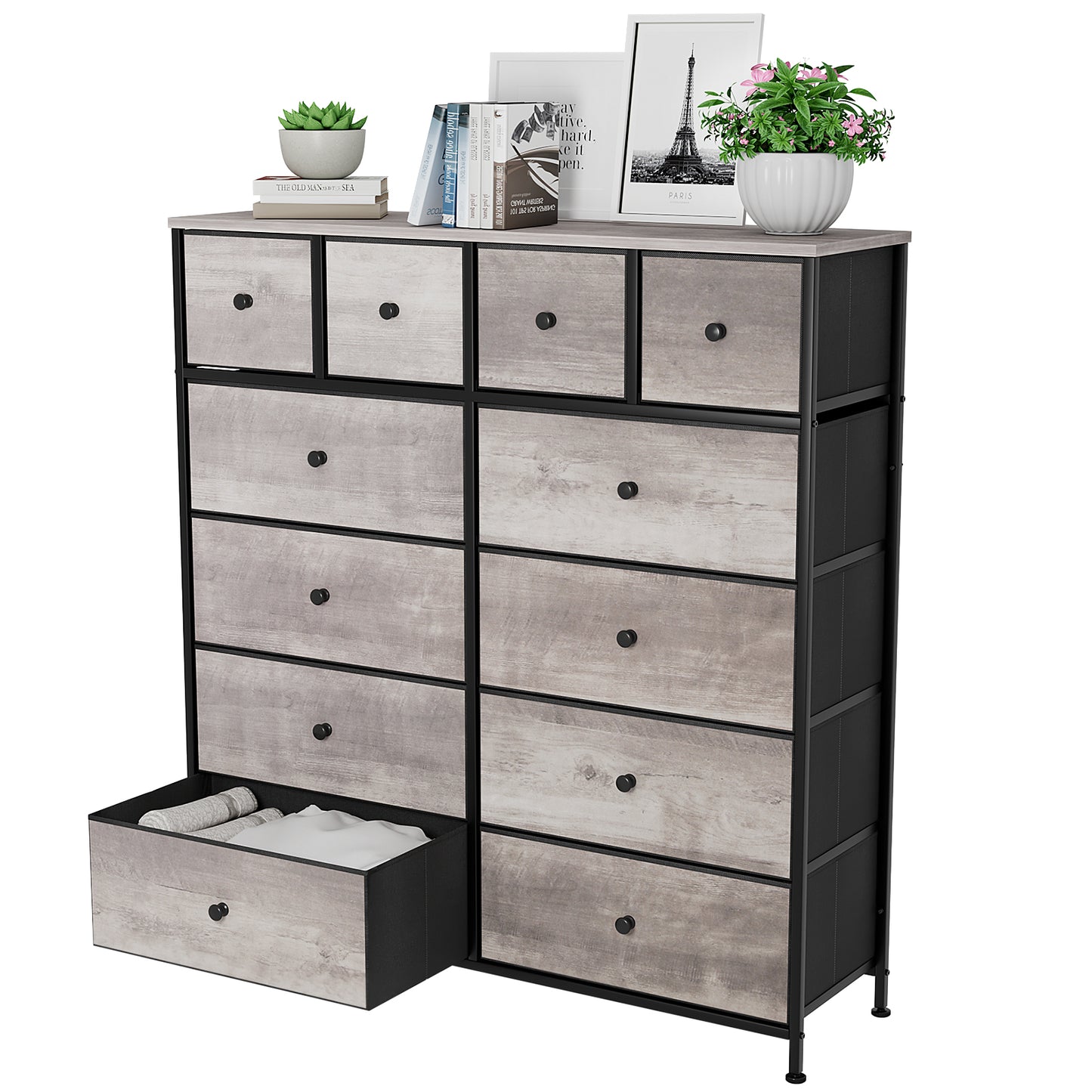 pirecart 12-Drawer Dresser, Fabric Storage Tower Tall Chest Organizer Unit for Bedroom, Living Room