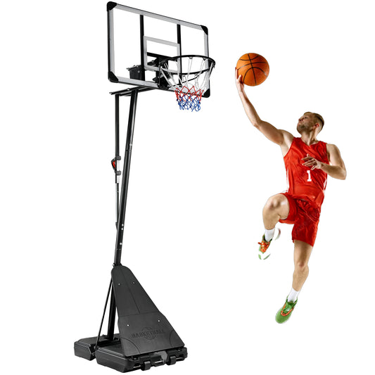 pirecart 44 in Portable Basketball Hoop System 8-10 FT Height Adjustable Basketball Hoop