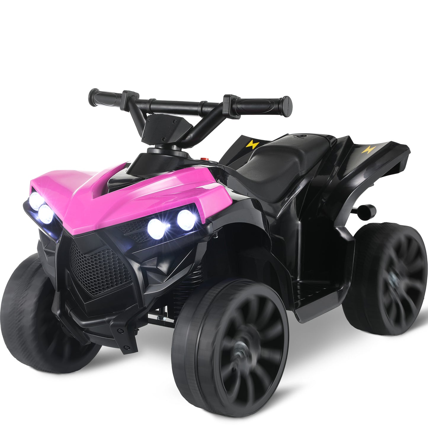 Pirecart 6V Kids Ride On Toy, ATV 4 Wheeler for Toddler, Electric Quad Play Car with Music, Headlights, Pedal Accelerator, Anti-skid Tires, Indoor Outdoor Playroom for Boys Girls