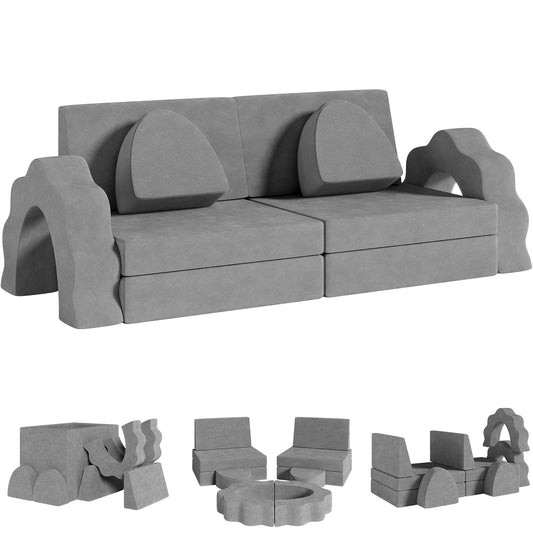 Pirecart Modular Kids Play Couch 10Pcs Toddler Sofa Couch Creative Sectional Couch Play Set