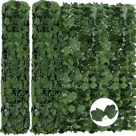 Pirecart 39.8 * 94.9in 2PCS Artificial Ivy Privacy Fence Screen, Faux Panels Hedges Wall and Fake Ivy Vine Leaves Hedge Decoration for Indoor & Outdoor Patio Balcony Apartment Backyard Deck