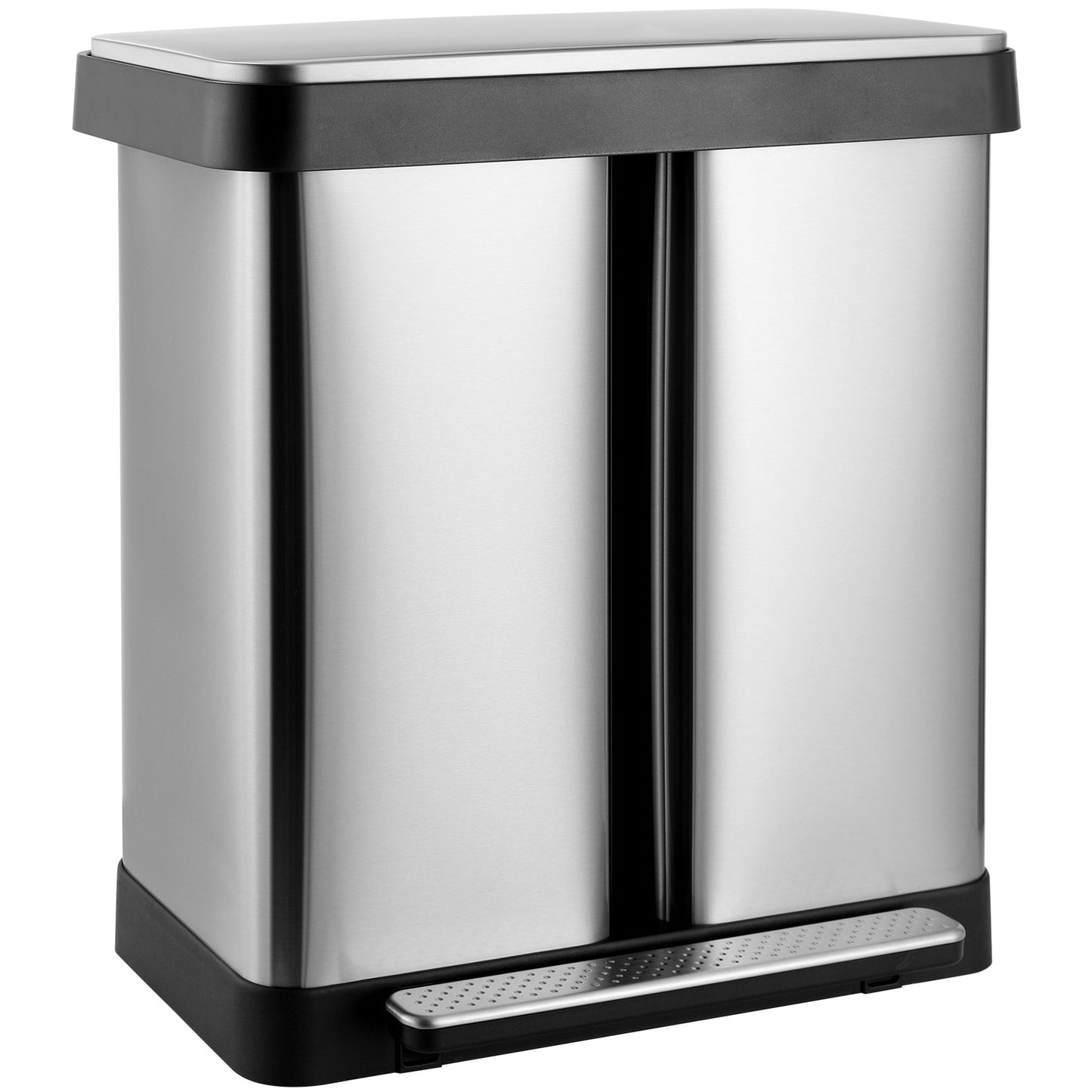 pirecart 16 Gallon Dual Trash Can, 60L (2x30L) Stainless Steel Kitchen Garbage Can