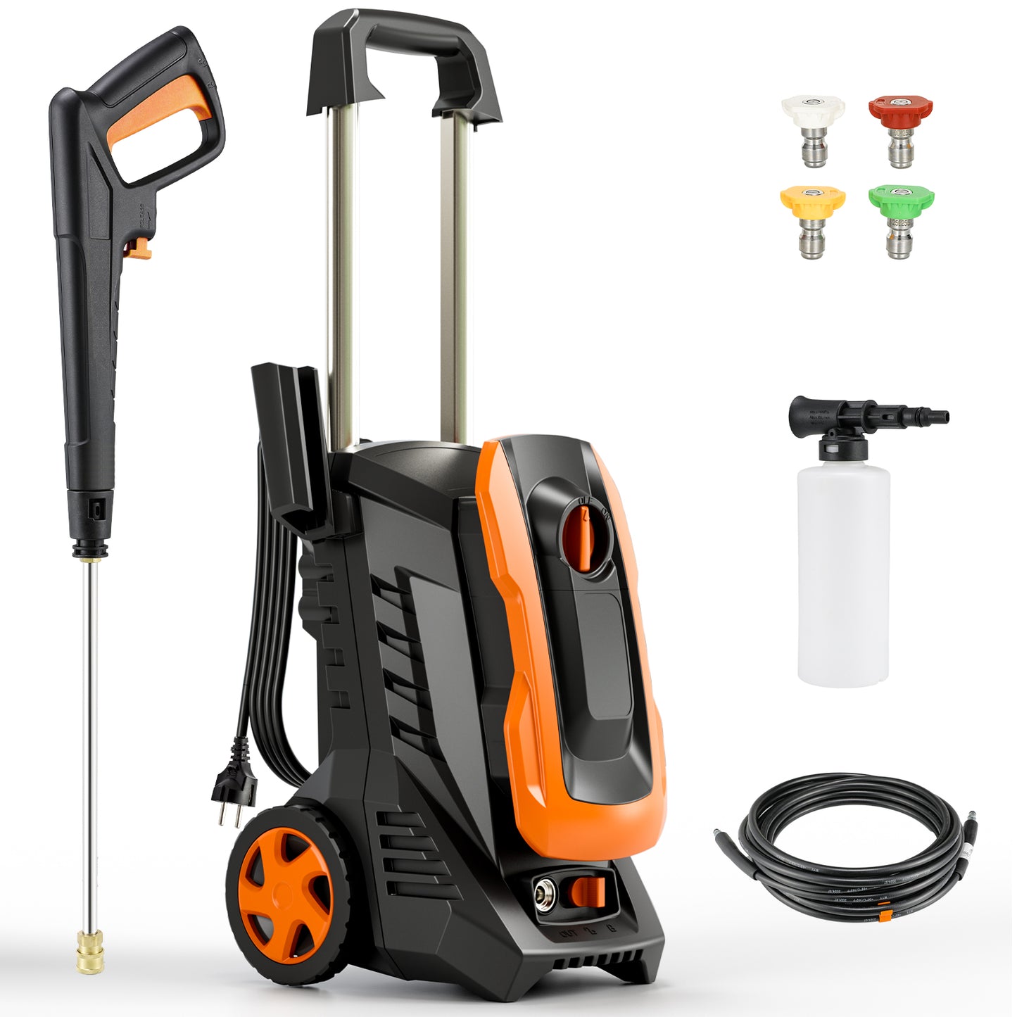 Pirecart Electric Pressure Washer 2700 PSI 1.7 GPM Power Washer with 4 Quick Connect Nozzles, Foam Cannon
