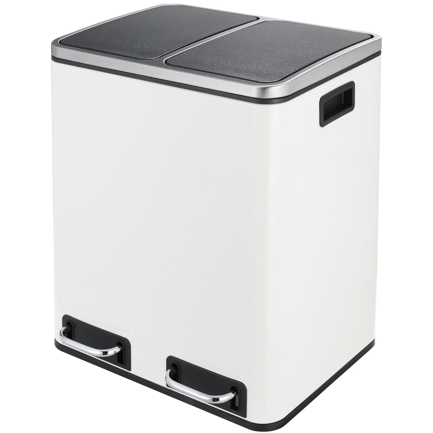 pirecart 2 x 4 Gallon Dual Trash Can Rectangular Dual Compartment Recycling Bin Stainless Steel