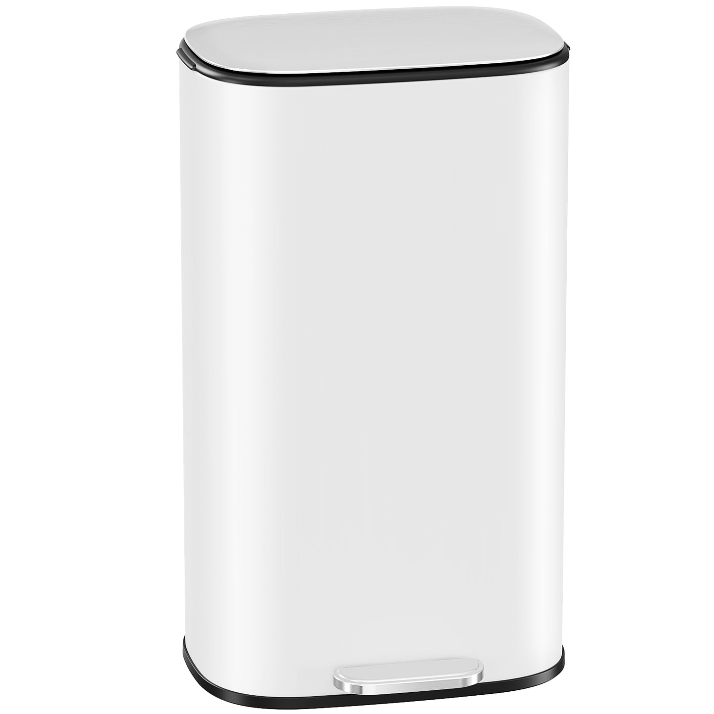 Pirecart Stainless Steel Trash Can, 8 Gal Oval Garbage Can W/ Slow-Closing Lid & Removable Inner Bucket, Foot-operated Soft Lid Trash Can for kitchen, Home, Office