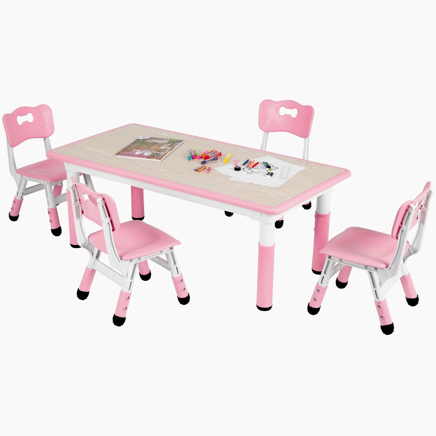 pirecart Height Adjustable Toddler Table and Chair Set for Reading, Drawing, Eating