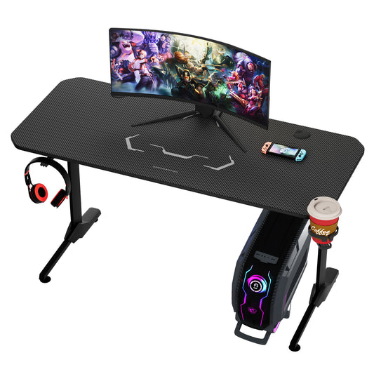 pirecart Gaming Desk 55Inch with Free Mouse Pad, Home Office PC Carbon Fiber Computer Desk