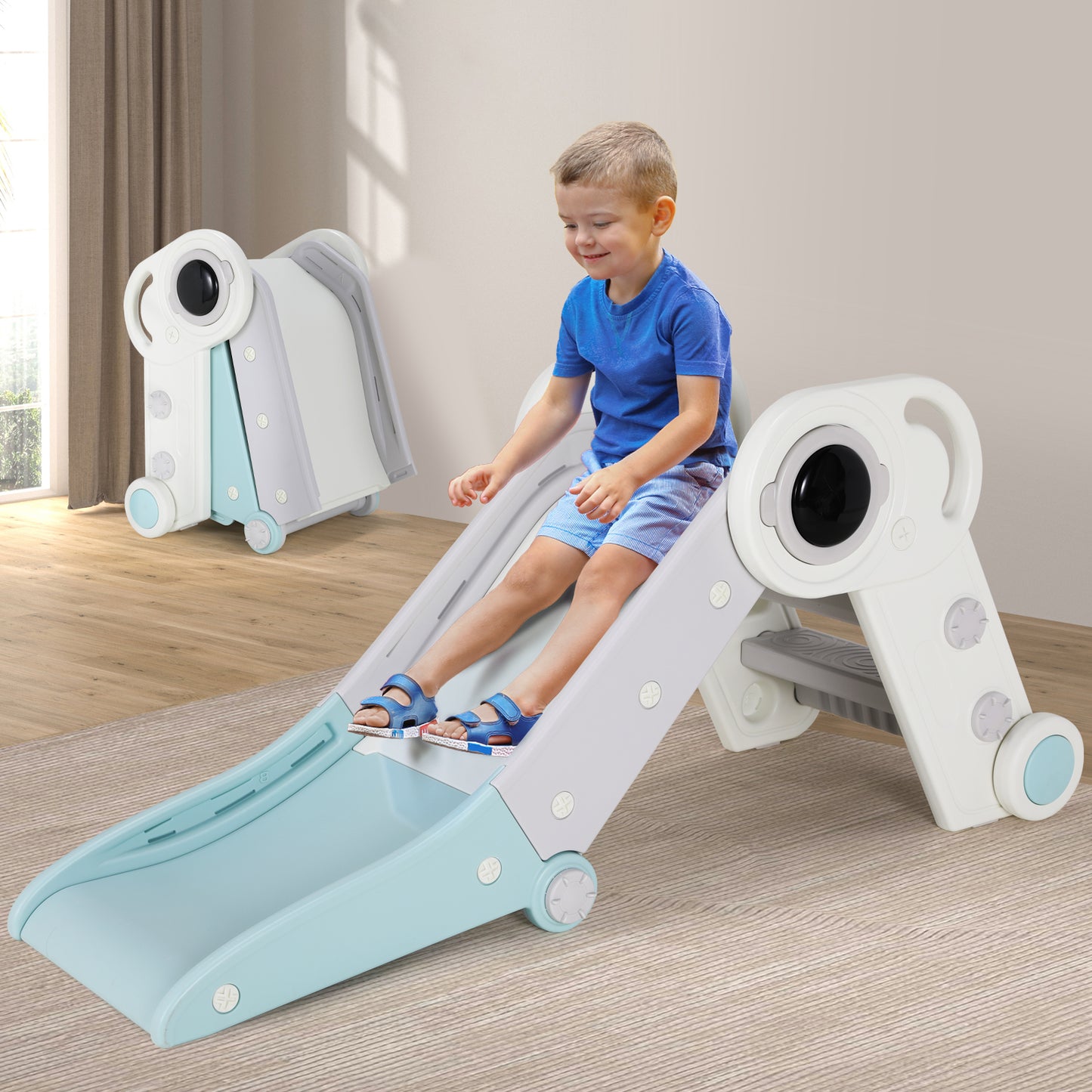 Pirecart Foldable Kids Slide Freestanding Toddler Toy Climbing Slide Playset