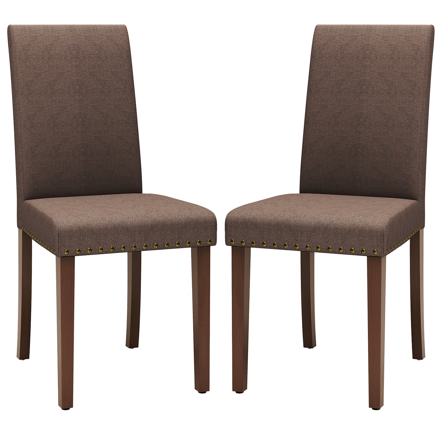 Pirecart Dining Chairs Set of 2, Kitchen Chairs with Nail Head Trim, Solid Wood Legs and Padded Seat, Tufted Parsons Design, Upholstered Fabric Chairs