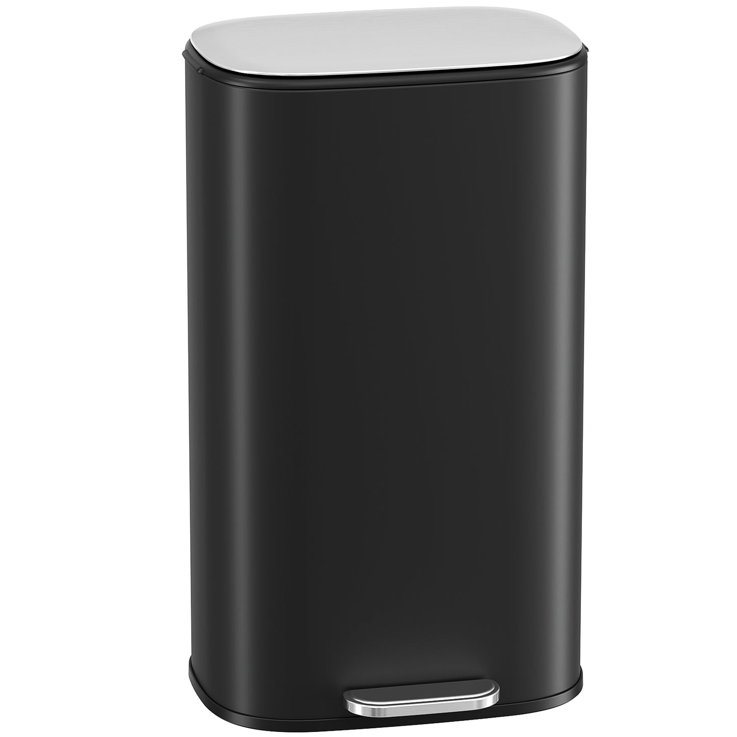 Pirecart Stainless Steel Trash Can, 8 Gal Oval Garbage Can W/ Slow-Closing Lid & Removable Inner Bucket, Foot-operated Soft Lid Trash Can for kitchen, Home, Office