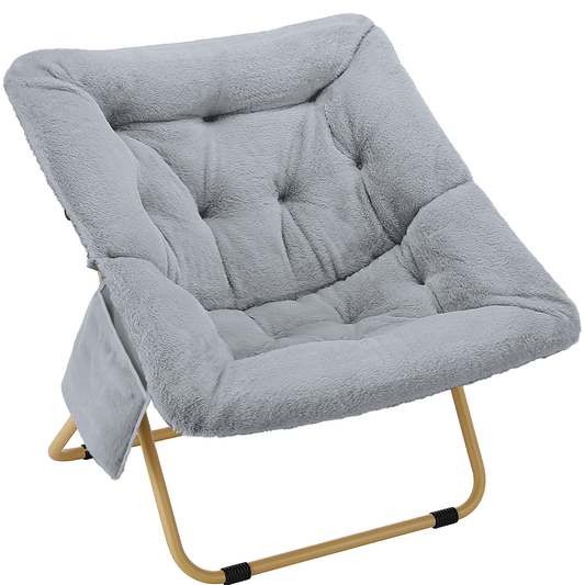 Pirecart Comfy Moon Chair, Foldable Soft Faux Fur Lounge Chair for Living Room, Bedroom, Dorms, X-Large Reading Chair