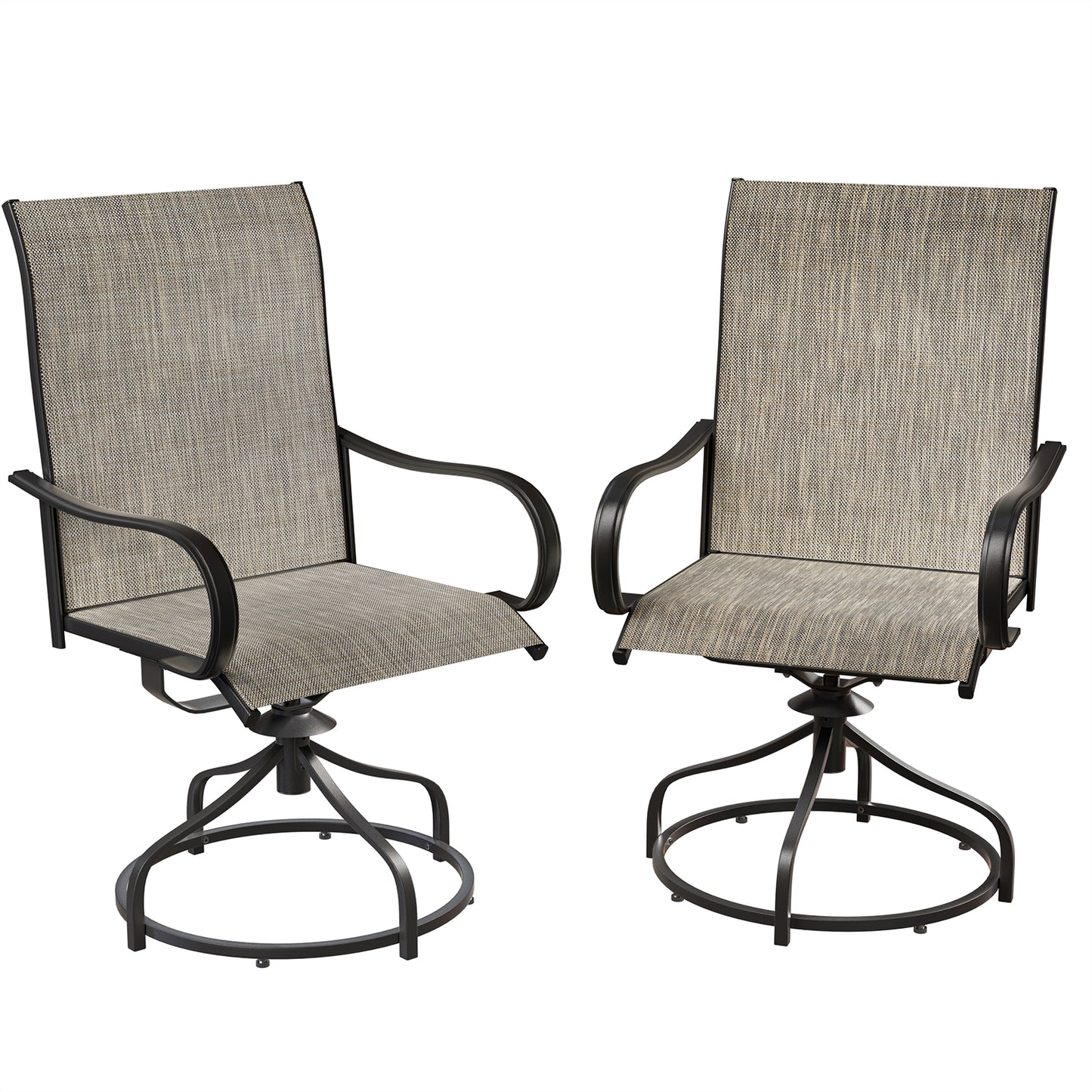Pirecart Patio Swivel Chairs Set of 2/4, 360° Outdoor Dining Chairs with Steel Frame & Textilene Fabric, High Back Patio Dining Chairs with Ergonomic Armrest for Lawn, Garden, Deck