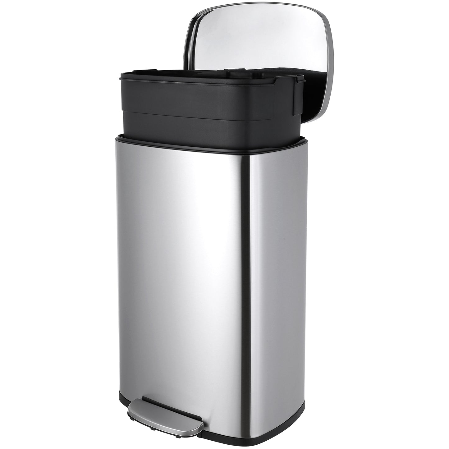 pirecart 13.2 Gallon Kitchen Step Trash Can Stainless Steel Garbage Can for Kitchen Home