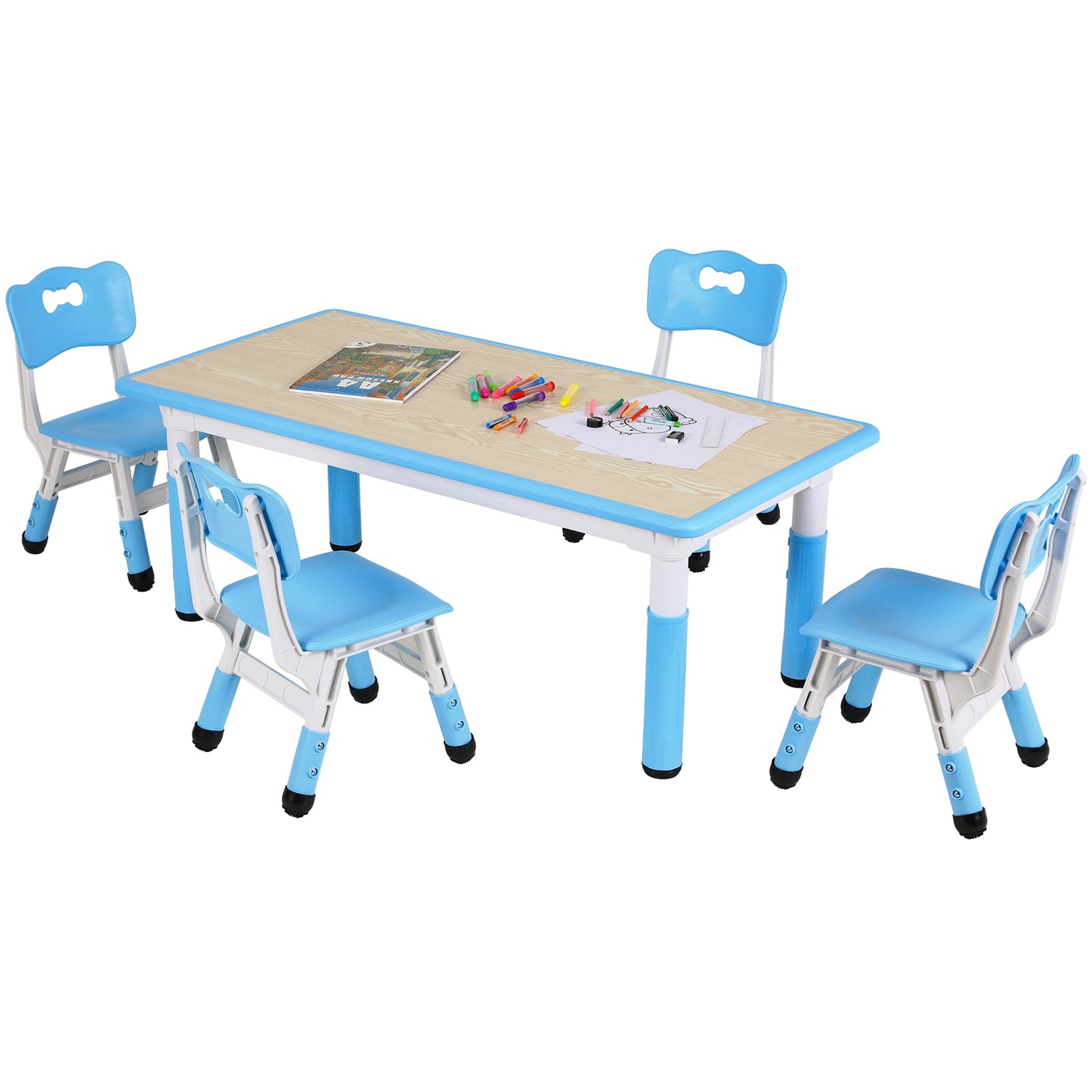 pirecart Height Adjustable Toddler Table and Chair Set for Reading, Drawing, Eating