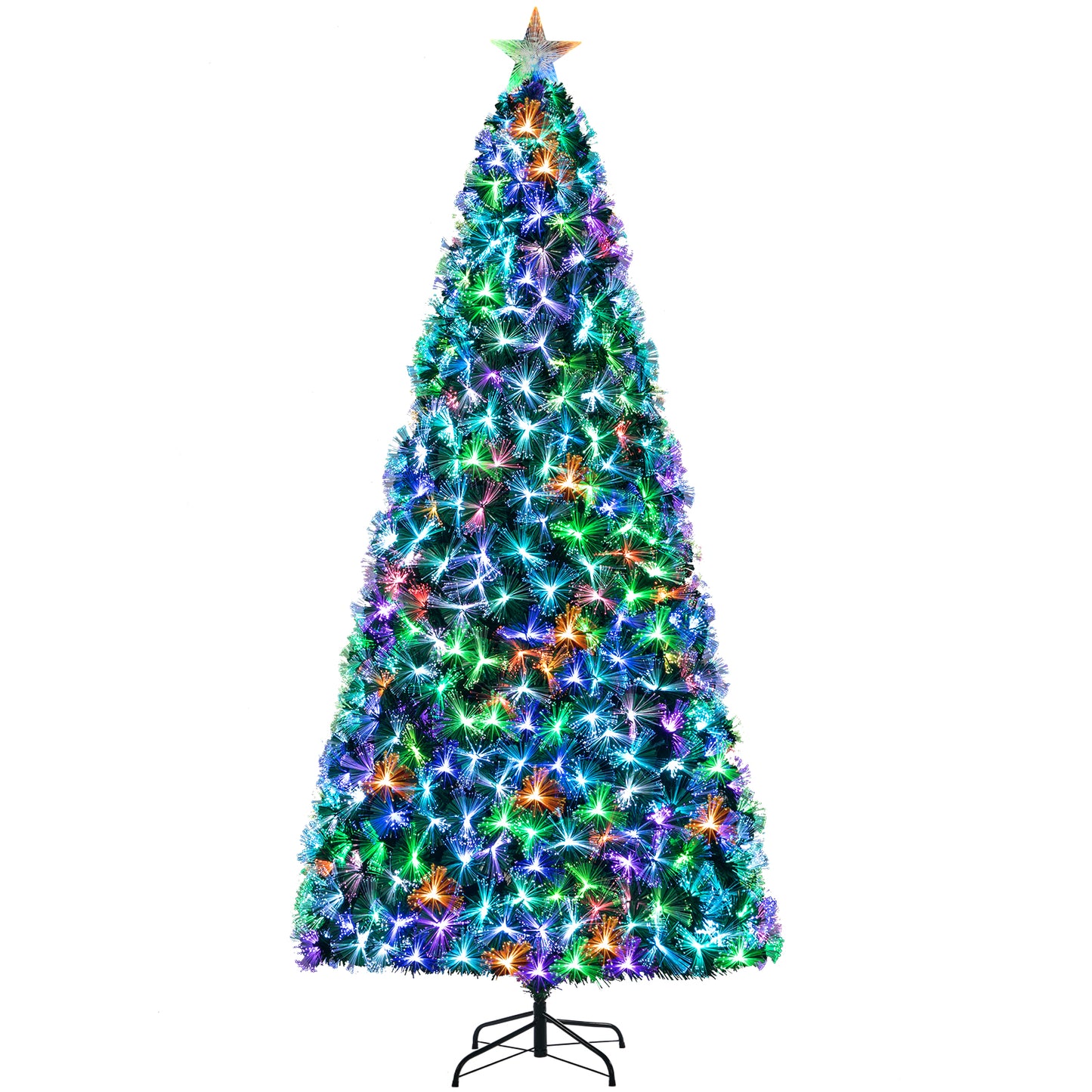 pirecart 6/8/9/10 ft Pre-Lit Fiber Optic Artificial Pine Christmas Tree Artificial Xmas Tree for Indoor Holiday Home Decoration