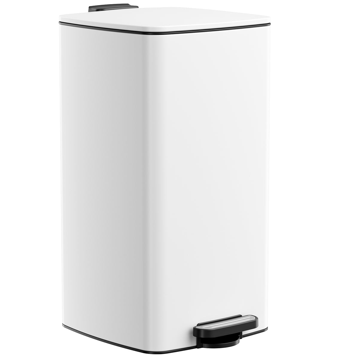 Pirecart 8 gal Trash Can, Stainless Steel Square Garbage Can with Soft-Close Lid & Removable Bucket, Fingerprint-Proof Step Garbage Bin for Kitchen, Living Room