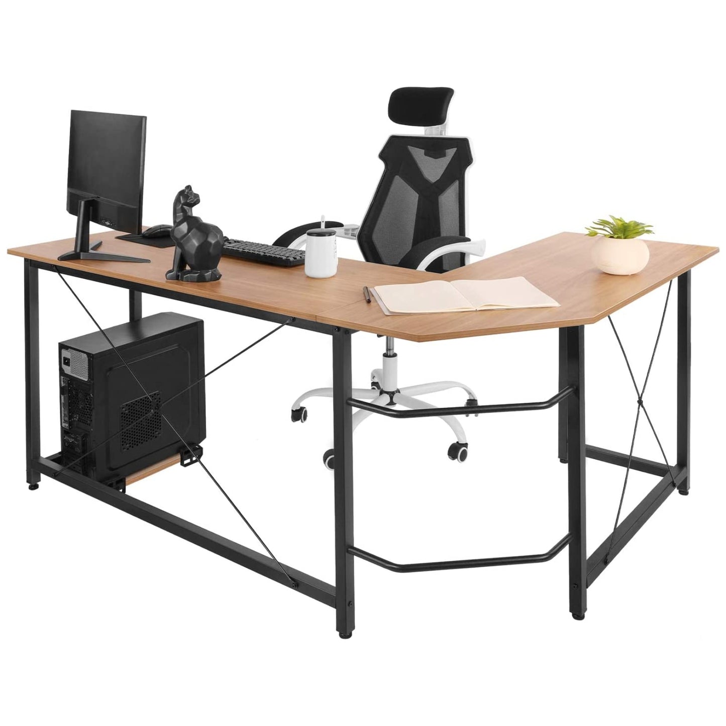 pirecart L-Shaped Computer Desk, L Shaped Desk for Home Office with Monitor Stand