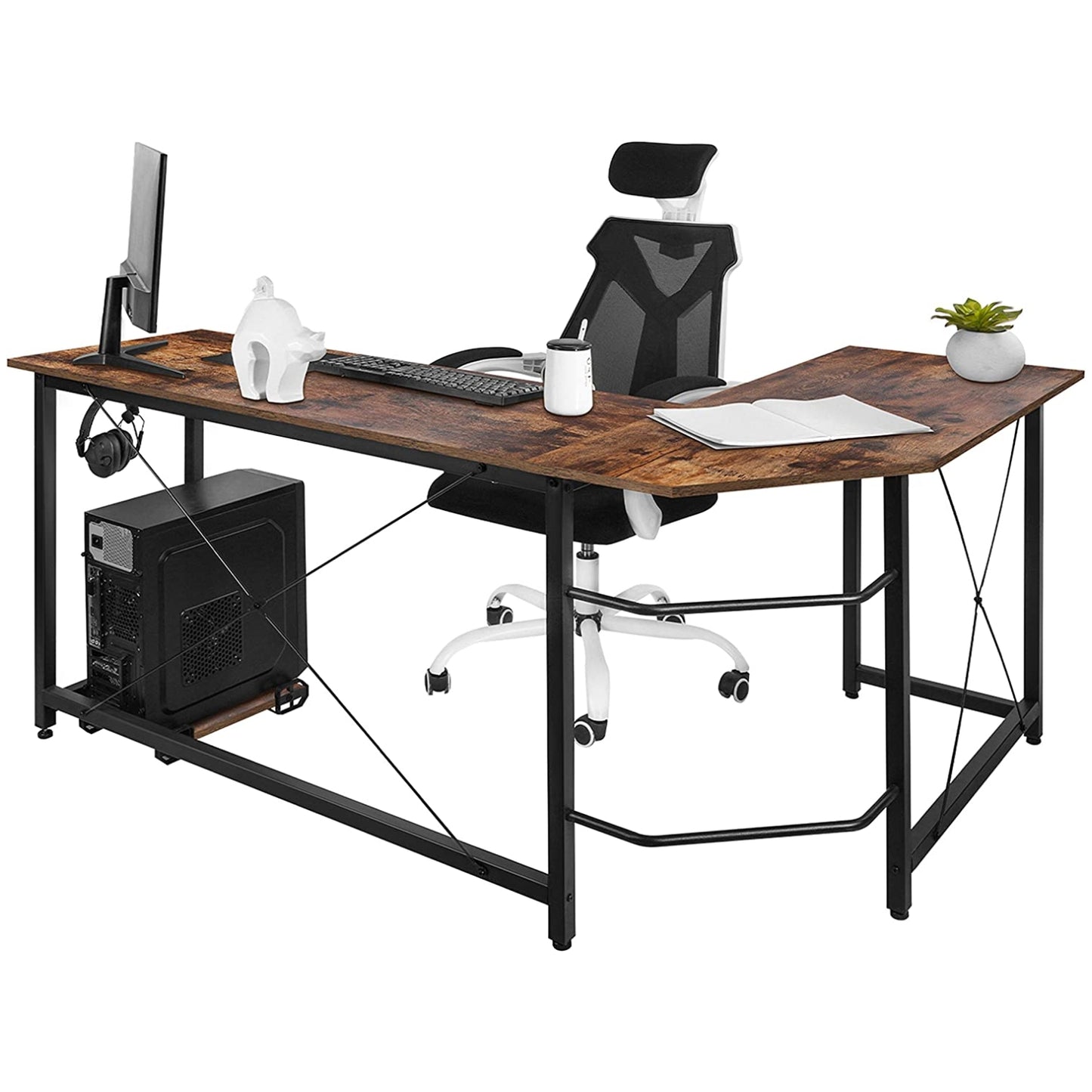 pirecart L-Shaped Computer Desk, L Shaped Desk for Home Office with Monitor Stand