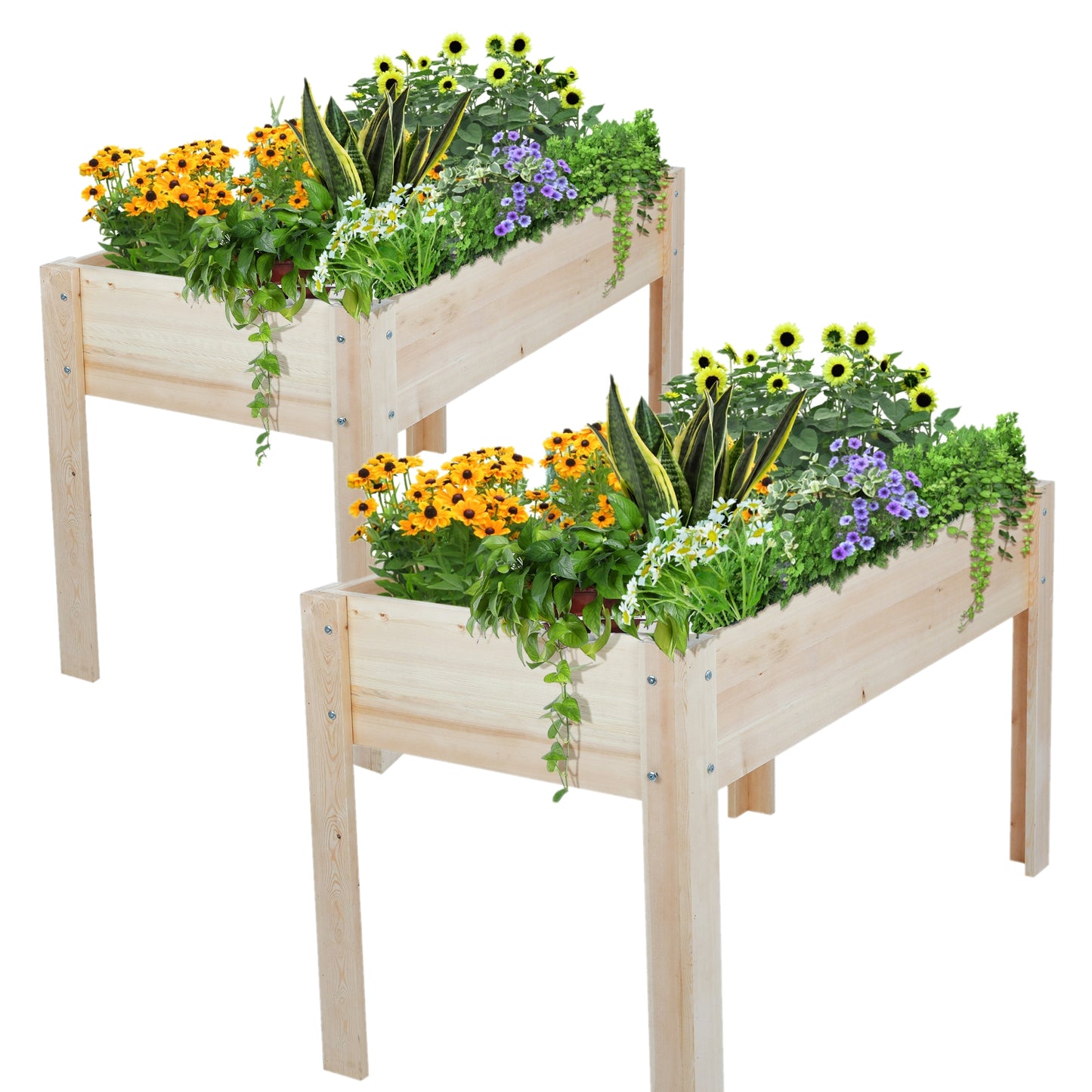 pirecart Elevated Raised Garden Bed Wooden Planter Box Stand with Leg for Backyard, Patio