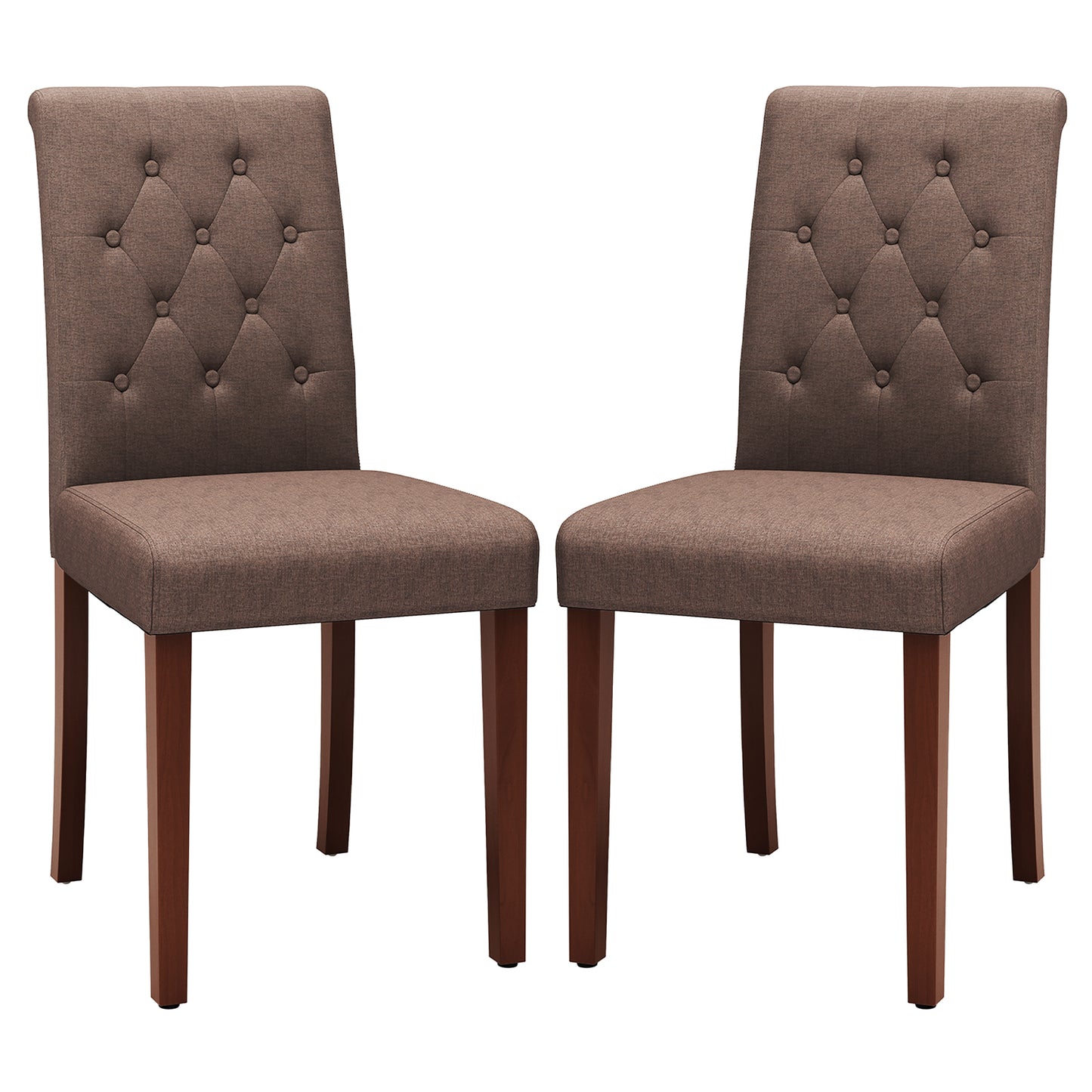Pirecart 2 PCS Dining Chairs, Kitchen Chairs with Solid Wood Legs, Button-Tufted Parsons Design Upholstered Fabric Chairs