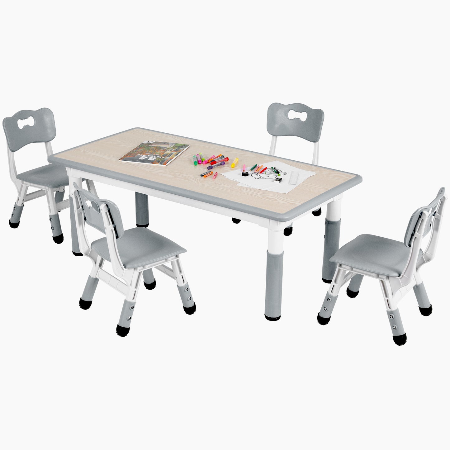 pirecart Height Adjustable Toddler Table and Chair Set for Reading, Drawing, Eating