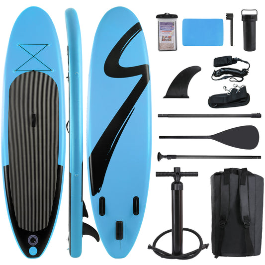 pirecart 10ft Inflatable Stand Up Paddle Board with Non-Slip Deck, Backpack, Leash, Paddle and Hand Pump