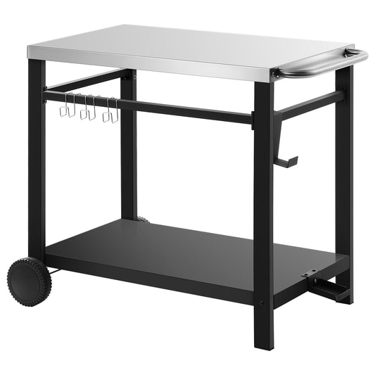 pirecart Double-Shelf Dining Cart Commercial Kitchen Food Prep Table, Dining Cart Table