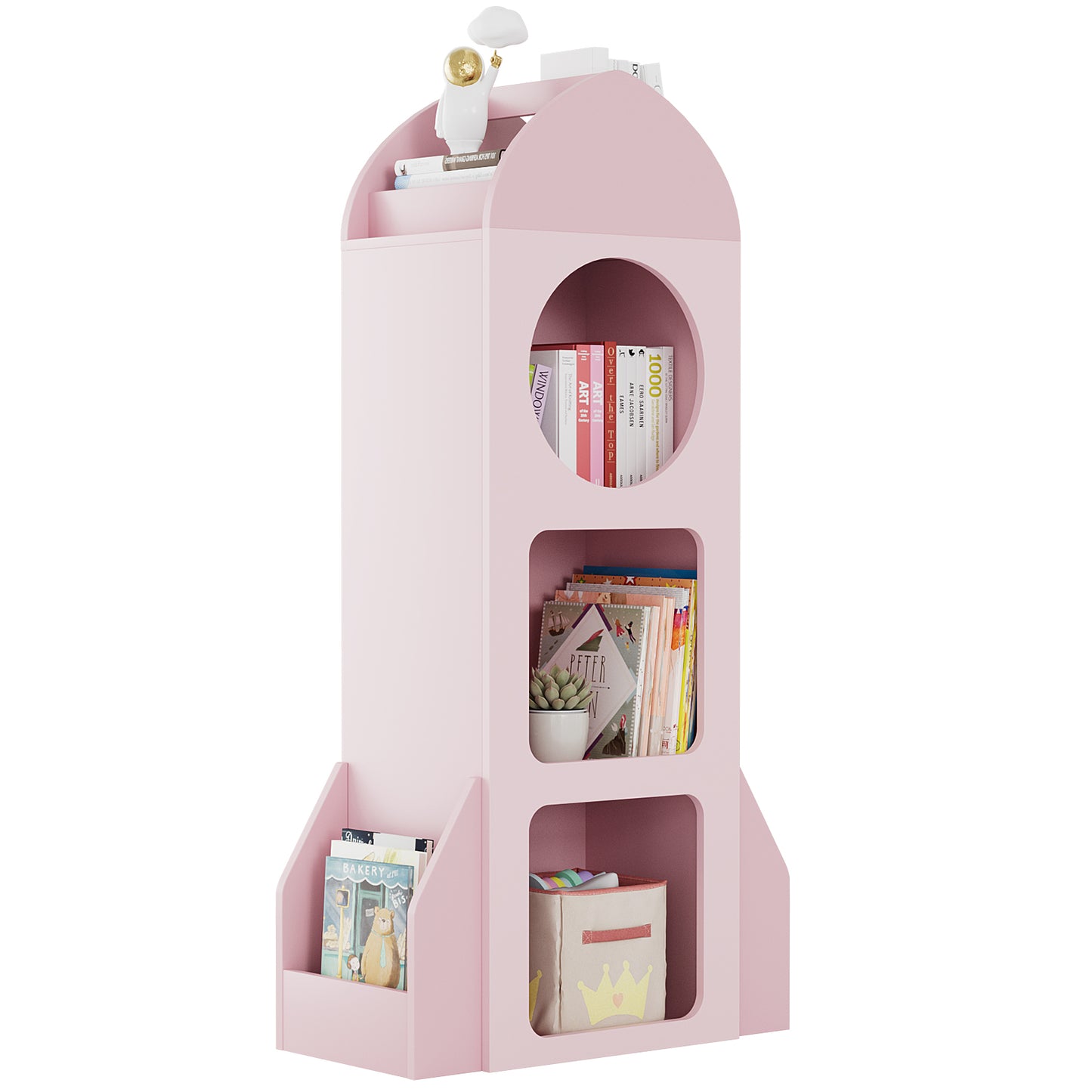 Pirecart Kids Bookshelf 3-Tier Wooden Kids Bookcase with Toy Storage for Bedroom, Playroom, Nursery